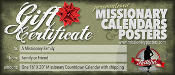 Missionary Calendar Gift Certificate Missionary Countdown Calendar